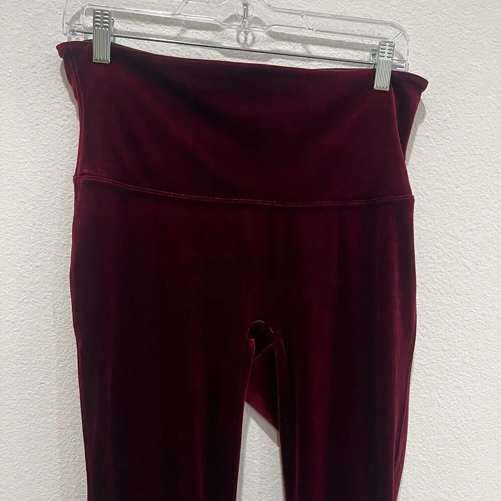 Spanx Womens Leggings Velvet High Waist Ankle Rich Burgundy Red Size Xl Holidays - Picture 3 of 11